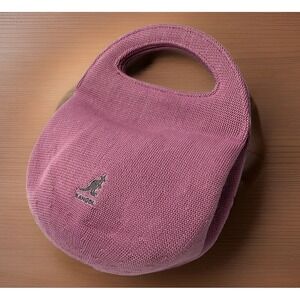 Vintage Kangol Purse Bag Y2K Woven Knit‎ Double Handles Retro Hip Hop Mauve Pink
